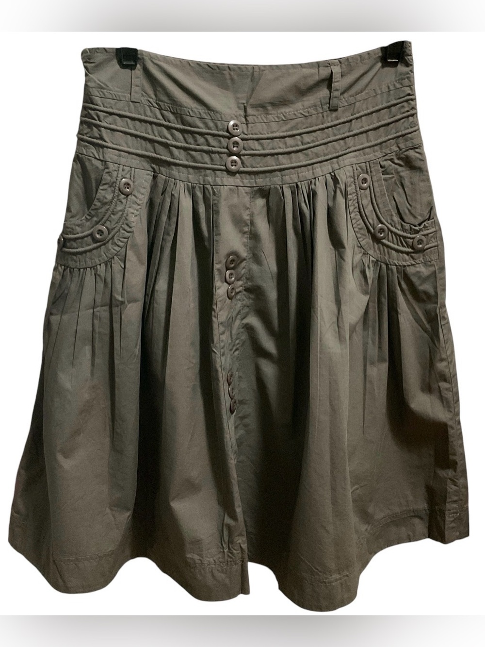 The Pyramid Collection Women's Side Zip A-Line Skirt Belted Olive Size S